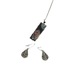 Sterling Silver Leaf Necklace & Earrings Set